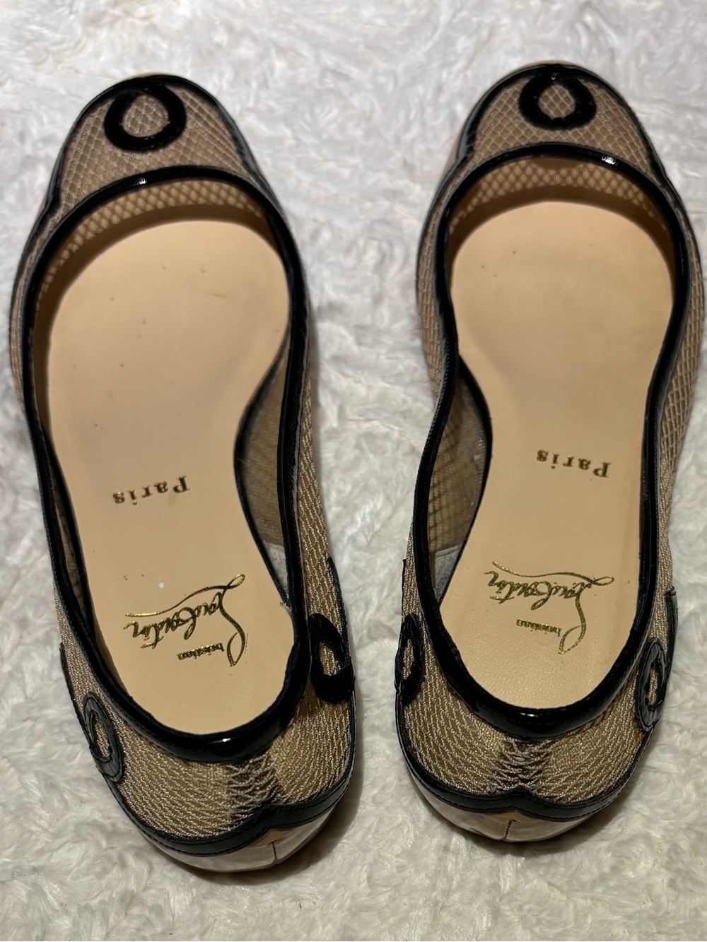 Christian Louboutin mesh and patent leather ballet flats with red bottom - Picture 5 of 12